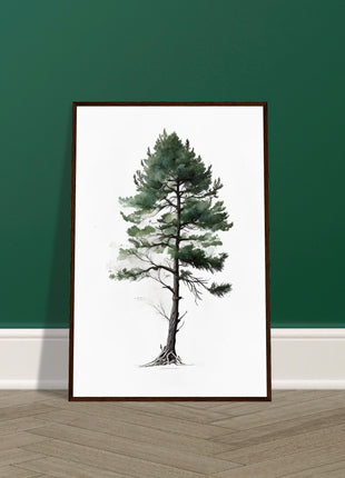 Minimalist serene pine tree poster