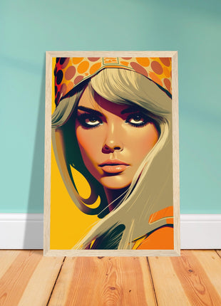 Retro Lady Poster - Yellow Orange Tone