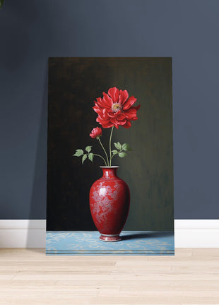 Red flower in vase poster