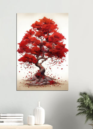 Red tree drawing poster