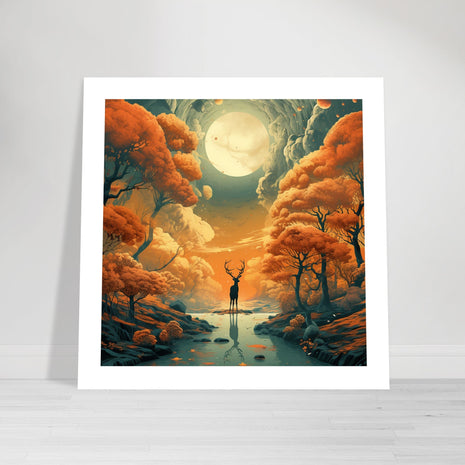 Deer fall landscape - Fall poster