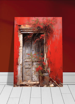 Red rustic entrance poster