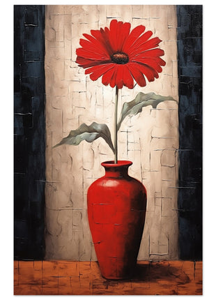 Red flower in vase poster - modern