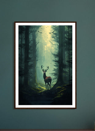 Deer in the woods poster