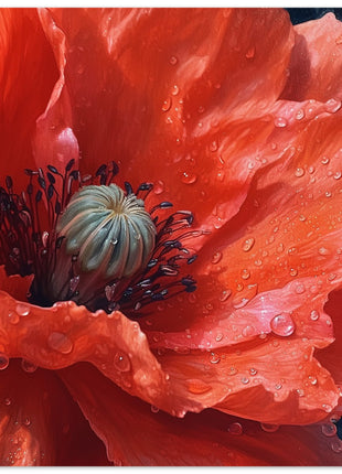 Close up red poppy flower poster