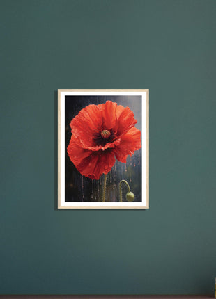 Poppy in the rain poster