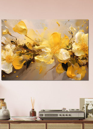 Yellow flower paint explosion poster