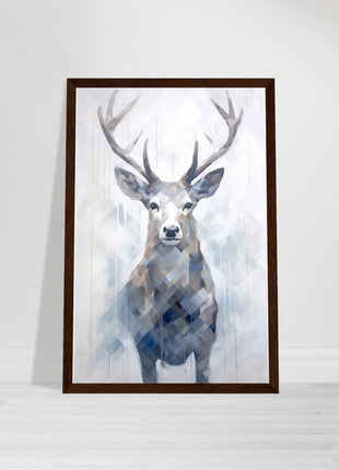 Deer in the mist with geometric blend poster