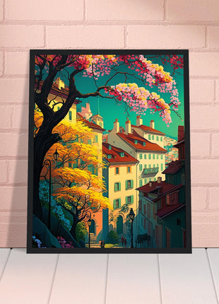 Colorful Town In Spring Poster