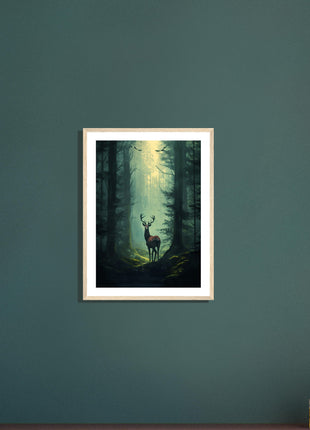 Deer in the woods poster