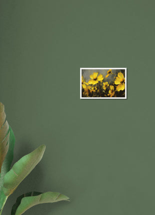 Yellow spring flowers on darker background poster