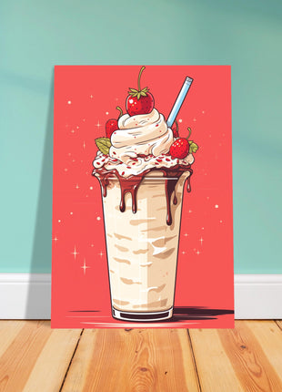 Strawberry smoothie vintage poster