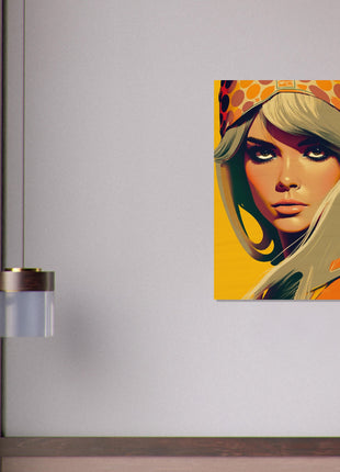 Retro Lady Poster - Yellow Orange Tone