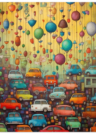 Cars and balloons poster