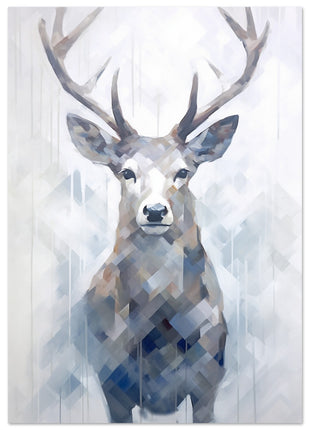 Deer in the mist with geometric blend poster