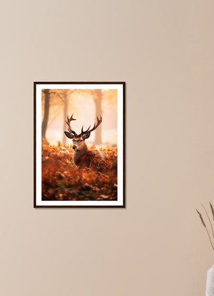 Deer in fall woods poster