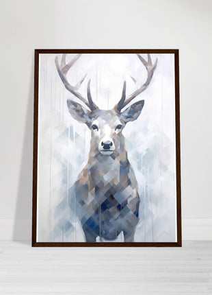 Deer in the mist with geometric blend poster