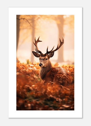 Deer in fall woods poster