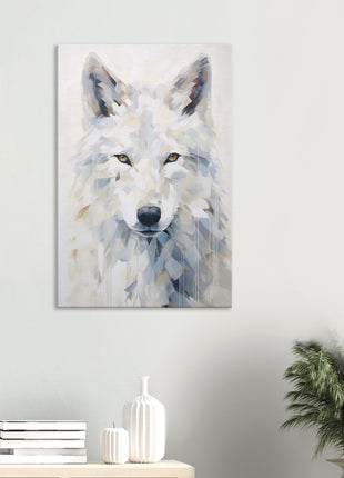 White wolf poster with geometric shapes - Canvas