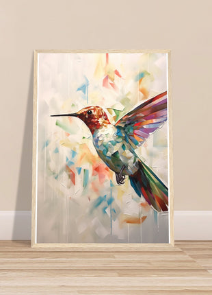 Geometric hummingbird poster