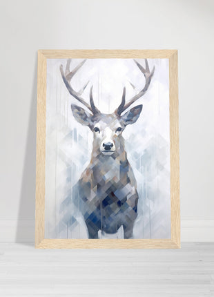 Deer in the mist with geometric blend poster