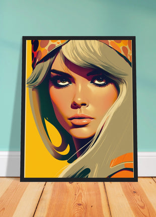 Retro Lady Poster - Yellow Orange Tone