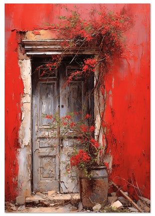 Red rustic entrance poster