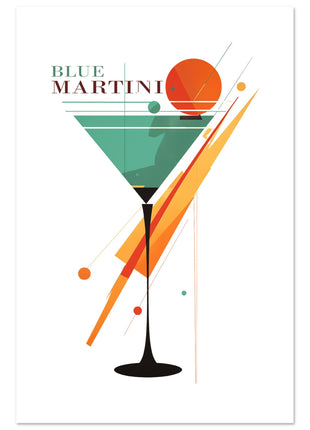 Vintage blauwe Martini-cocktailposter