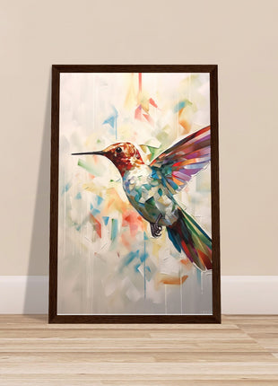 Geometric hummingbird poster