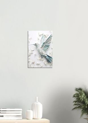 Geometric hummingbird poster