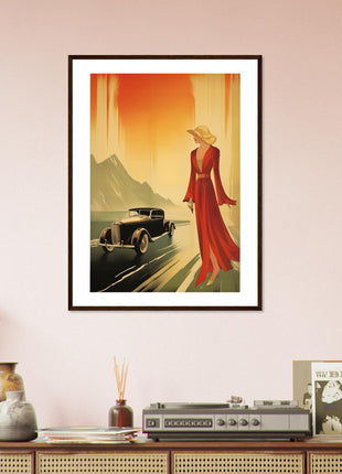 Retro dame elke en autoposter