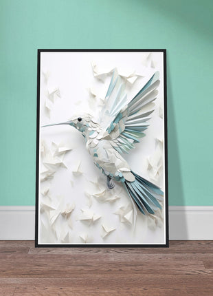 Geometric hummingbird poster