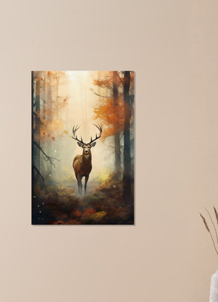 Deer in the woods painting poster