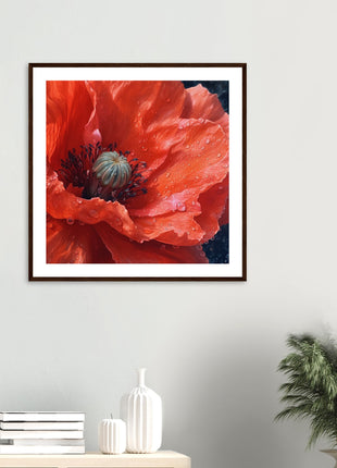 Close up red poppy flower poster