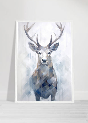 Deer in the mist with geometric blend poster