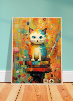 Colorful Abstract Cat Art Print