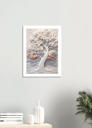 Sculpted Serenity: Majestic 3D White Tree Poster