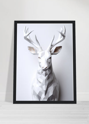 Geometric 3D deer poster