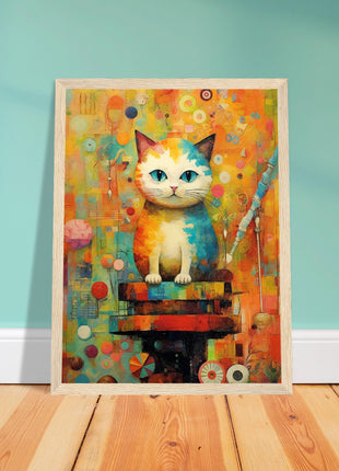 Colorful Abstract Cat Art Print