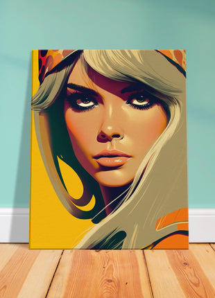 Retro Lady Poster - Yellow Orange Tone