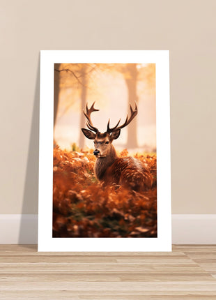 Deer in fall woods poster