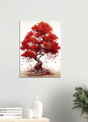 Red tree drawing poster