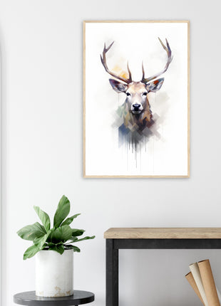 Majestic Stag Watercolor Art - farmhouse print