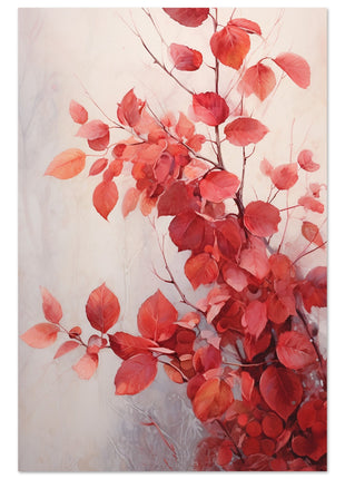 Red leaves in the mist poster