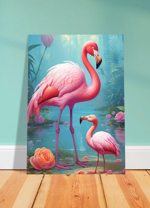 Flamingo Family in Tropical Paradise Art Print