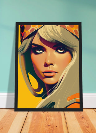 Retro Lady Poster - Yellow Orange Tone