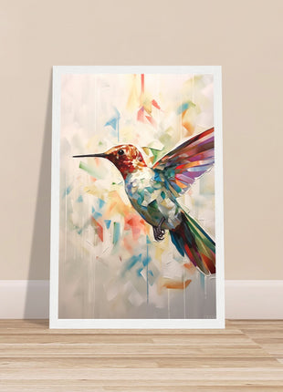 Geometric hummingbird poster