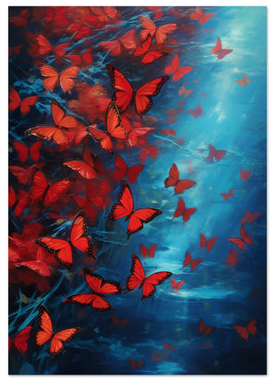 Red & blue butterfly poster