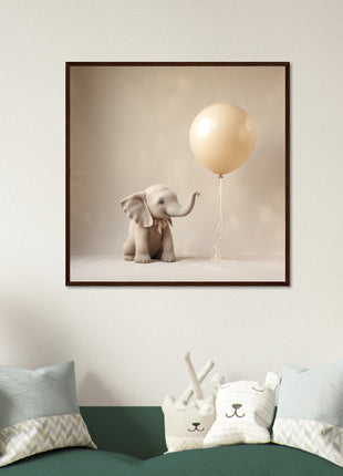 Baby elephant with balloon - Kids poster