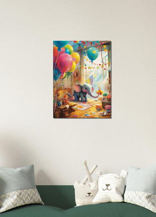 Elephant in playroom kids poster